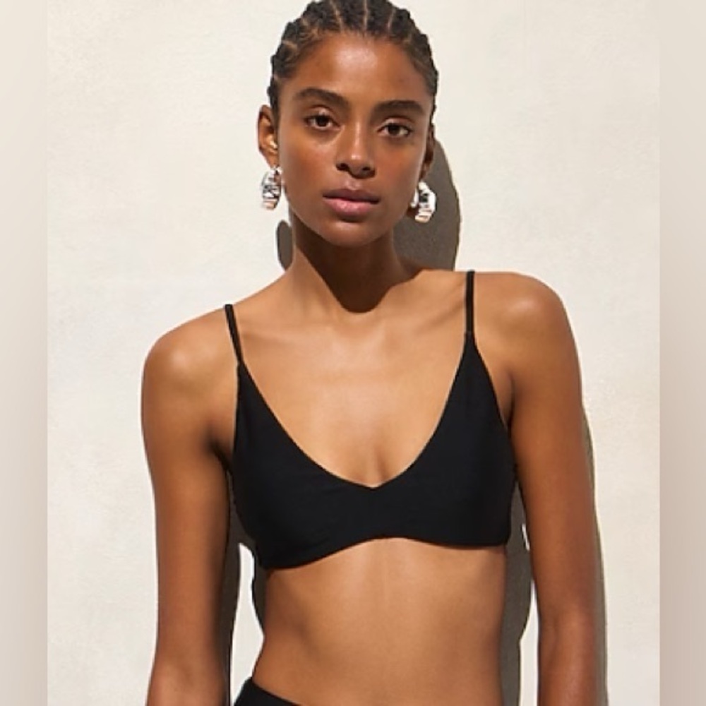 J. Crew Black Lana Bikini Top in Classic Sculpt